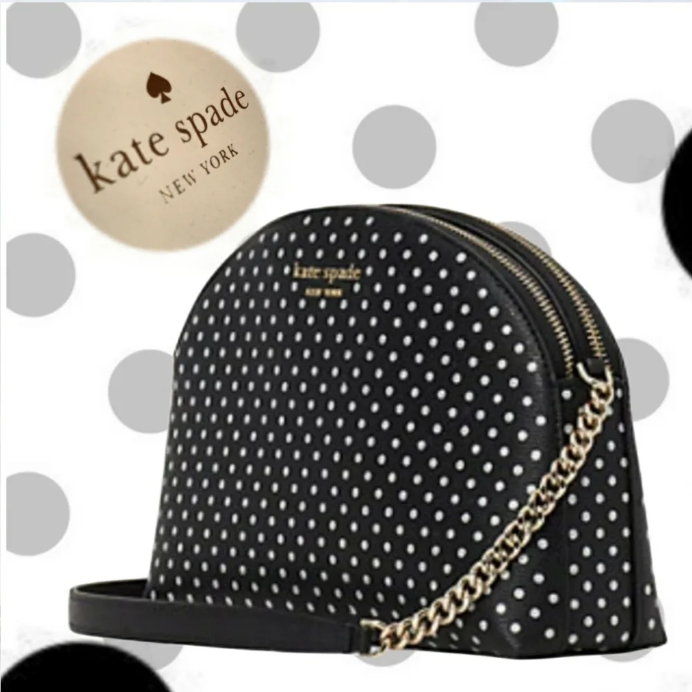Kate Spade Black Mini  Polka Dot Crossbody Shoulder Bag Metallic Dot NWT - Picture 14 of 14